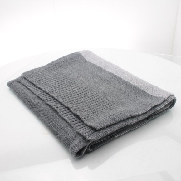 BANANA REPUBLIC Wool Blend Scarf Two-Tone Gray Stripped 72x12 inches - Picture 3 of 6